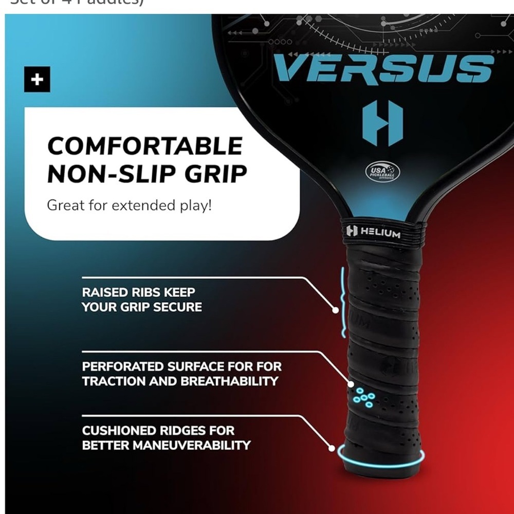 Helium Versus Pickleball Paddle Set Red and Blue - Picture 4 of 12